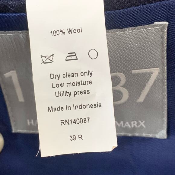 Hart Schaffner Marx Sz 40R 100% Wool Silver Button Sport Coat Blazer Jacket Blue - Picture 11 of 11